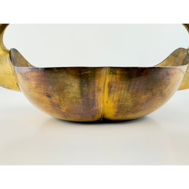Mid-Century Modern Vintage Brass Double Swan Centerpiece Bowl For Sale - Image 3 of 10