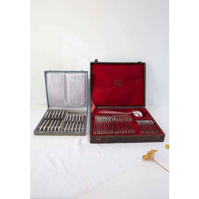 French cutlery set for 12 people, made of silver-plated metal with 84* silver plated handles and stainless steel blades,...