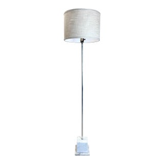 Mid Century Modern Sonneman / Kovacs Style Chrome & Marble Floor Lamp For Sale