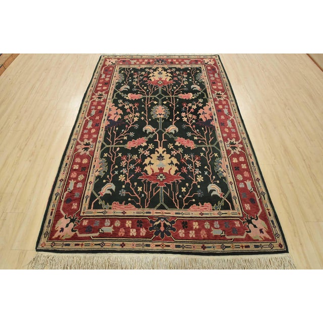 Farmhouse Heriz Rug 6’1” X 8’10” Green Wool Vintage Traditional Hand-Knotted Carpet For Sale - Image 3 of 15