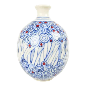 V Chin Celedon Porcelain Studio Pottery Blue White Vase Vorakit Chinookoswong