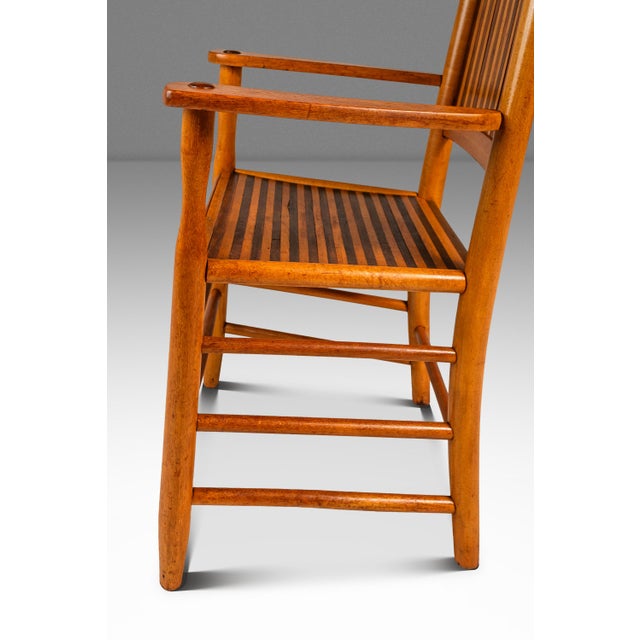 Rustic Americana Hand-Crafted 19th Century-Styled Cottage Armchair in Solid Maple & Walnut, Usa, C. 1940s For Sale - Image 13 of 18