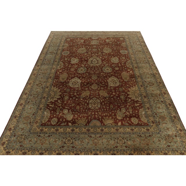 2010s Rug & Kilim’s Classic Tabriz Style Rug With Beige & Blue Florals on Rust Red For Sale - Image 5 of 7