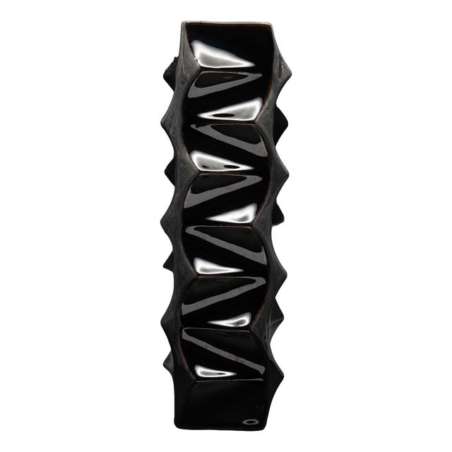 Black Glazed Porcelain Vase by Heinrich Fuchs for Hutschenreuther, 1960s–1970s For Sale
