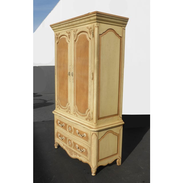 French Country Cottage Thomasville Ornate Off White Armoire Chairish