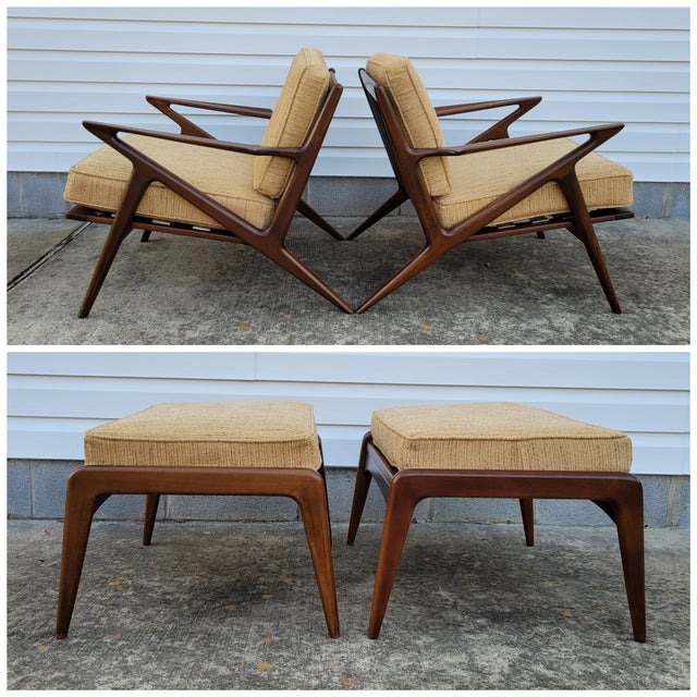 1960s Danish Poul Jensen Selig Z Chair and OttomanSet of 4 Chairish