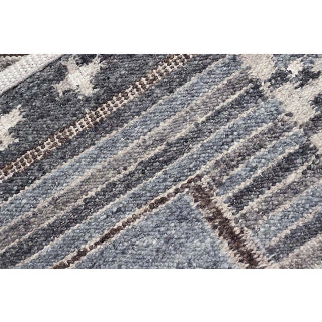 Modern Scandinavian/Swedish Design Rug in Blue, Charcoal, Gray and Cream For Sale - Image 13 of 13