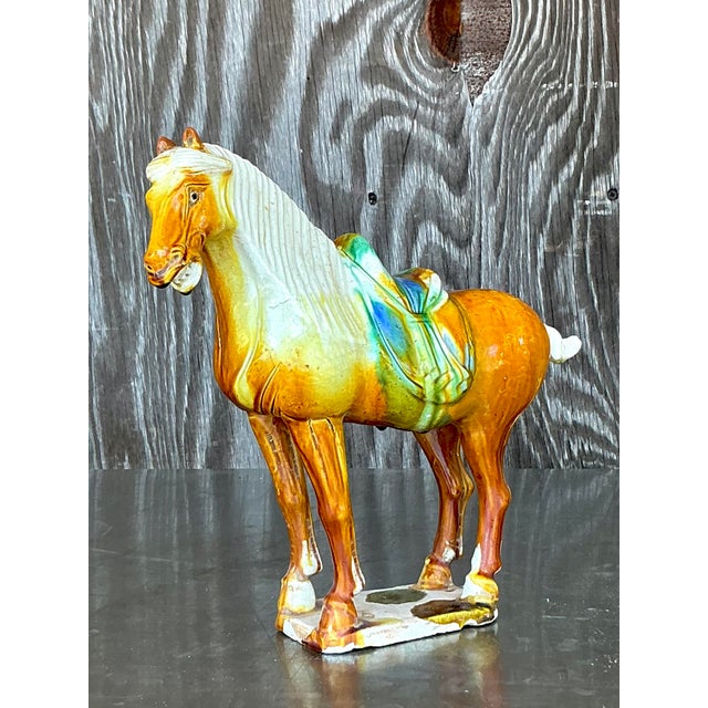 Celebrate the spirit of ancient artistry with this Vintage Asian Temple Horse. Exquisitely crafted with graceful lines and...