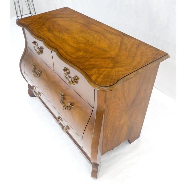 Biedermeier Baker Book Matched Bombay Style Heavy Brass Drop Pulls 3 Drawer Dresser Console For Sale - Image 3 of 12