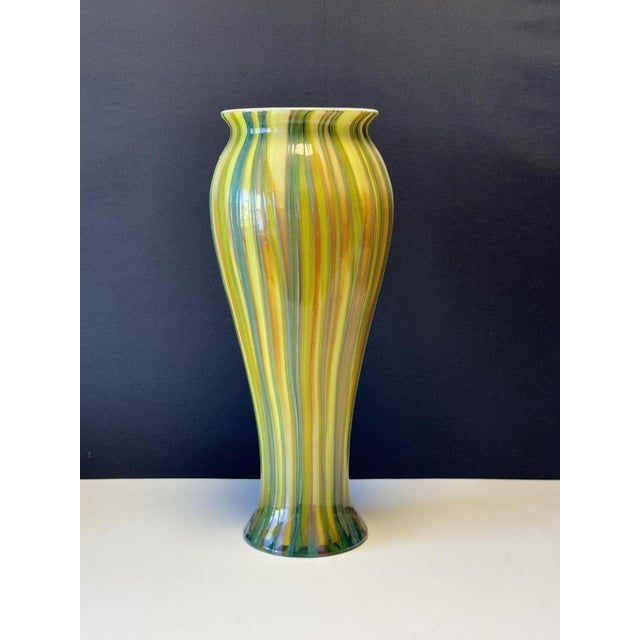 Contemporary Japanese Reed Glass Vase in Shades of Green from Oljos Glass For Sale - Image 3 of 7