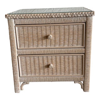 1990s Henry Link Wicker Bedside Table For Sale
