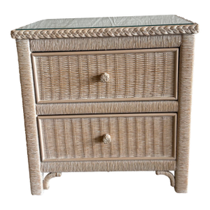 1990s Henry Link Wicker Bedside Table