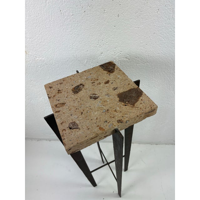 Brown Late 20th Century Rustic Industrial Modern Sculpture Pedestal For Sale - Image 8 of 10