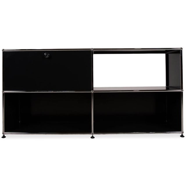 Black Metal and Black Chrome Sideboard with Hinged Door from USM Haller For Sale - Image 8 of 12