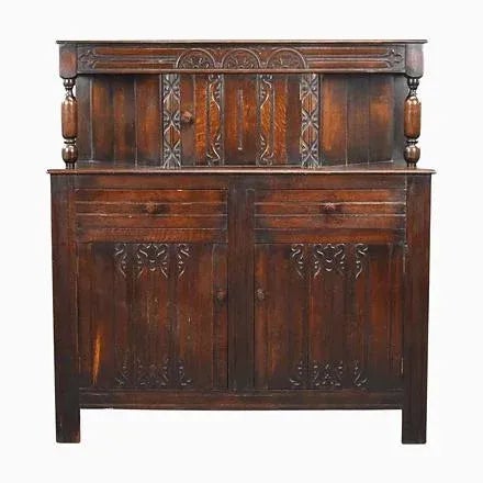 Brown Oak Sideboard-Buffet, 1930s For Sale - Image 8 of 8