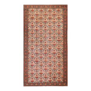Splendid Harshang Arabesque on a Beautifully Ivory Background Color Antique Persian Malayer Rug