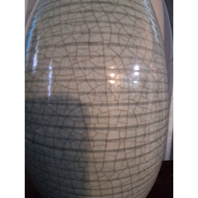 1990s F-005 I Artisans' Choice: Portuguese Crackle-Glazed Sage Vessel From a Private Studio For Sale - Image 5 of 7