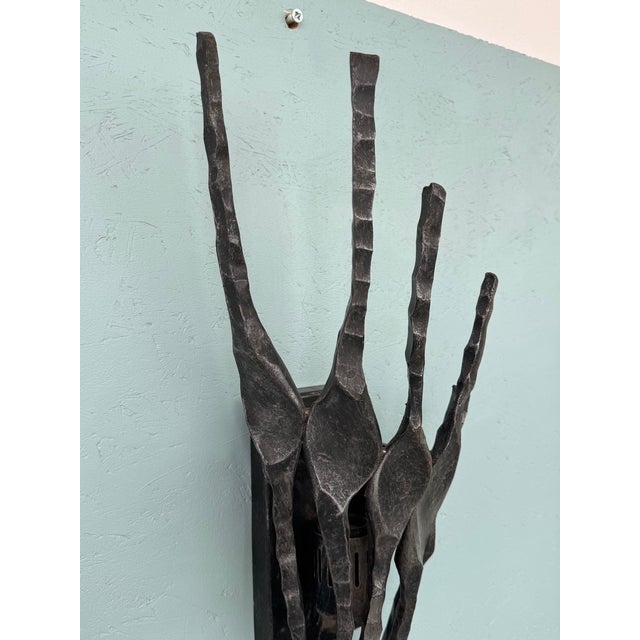 Italian Brutalist Wall Lamp in Iron, 1970s For Sale - Image 6 of 13