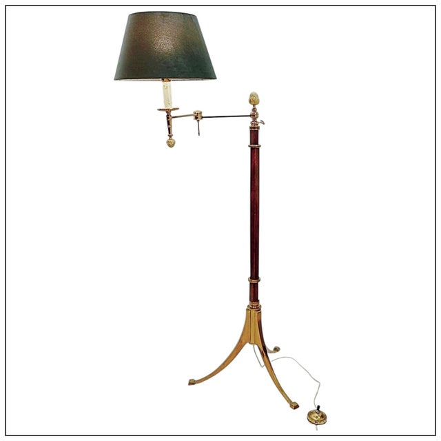 Vintage Brass and Wood Reading Floor Lamp For Sale - Image 16 of 16