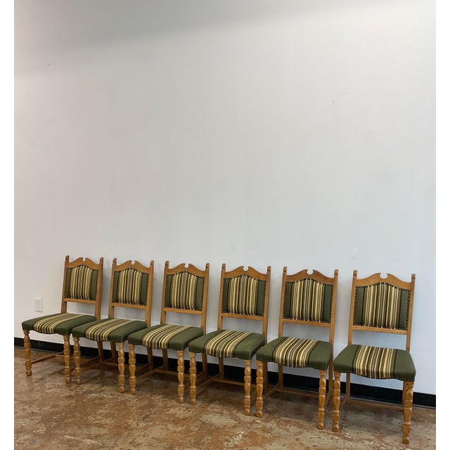 Wood 1970s Set of 6 Mid-Century Modern Oak Dining Chairs Attributed to Henning Kjaernulf For Sale - Image 7 of 17