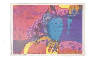 Vintage Mid 20th C. Abstract Lithograph-Sister Mary Corita Kent-"Treasure Hidden in a Field"