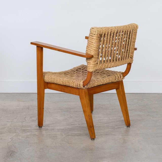 Brown 1950s Pair of Lounge Chairs Attributed to Adrien Audoux & Frida Minet For Sale - Image 8 of 17