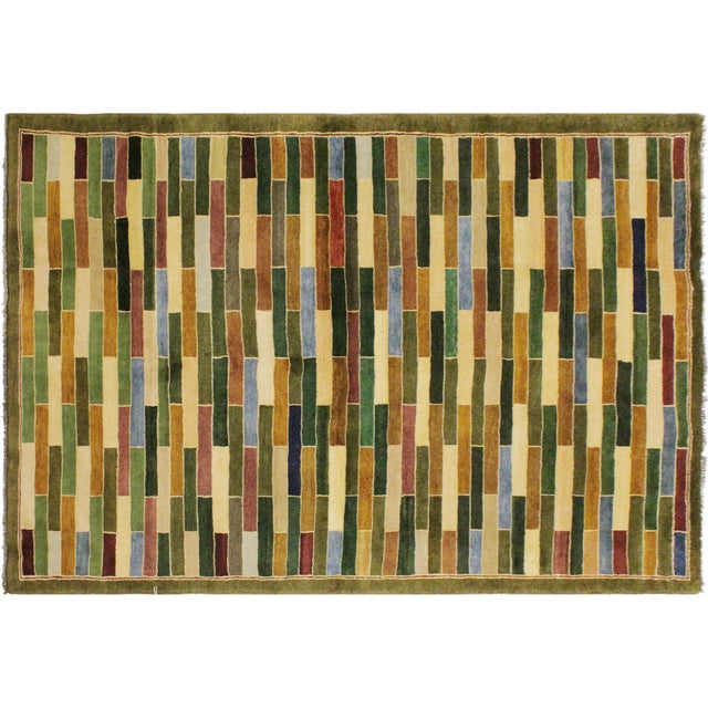 Boho Chic Gabbeh Green/Blue Wool Rug - 3'10'' X 5'10'' For Sale - Image 9 of 10