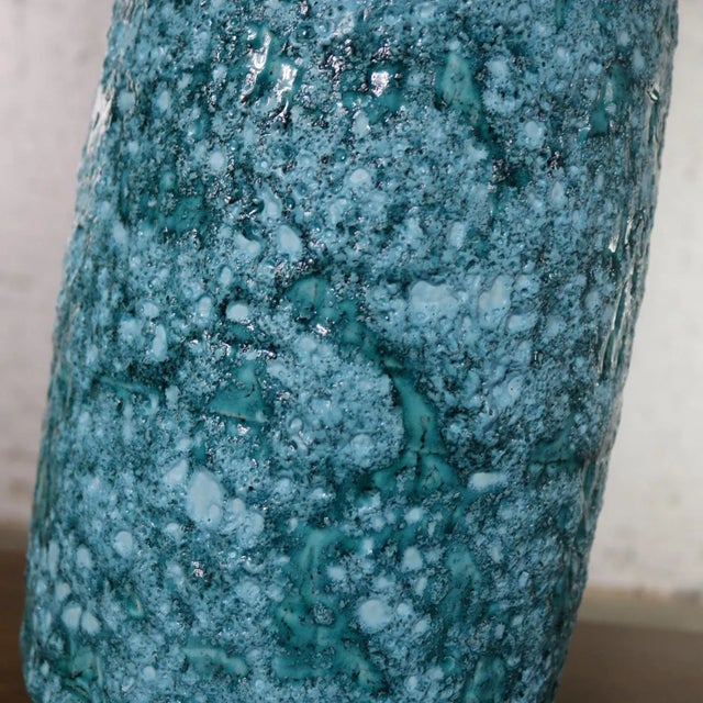 Mid 20th Century Mid Century Modern Table Lamp Large Turquoise Lava Glaze Ceramic After Fantoni For Sale - Image 12 of 13