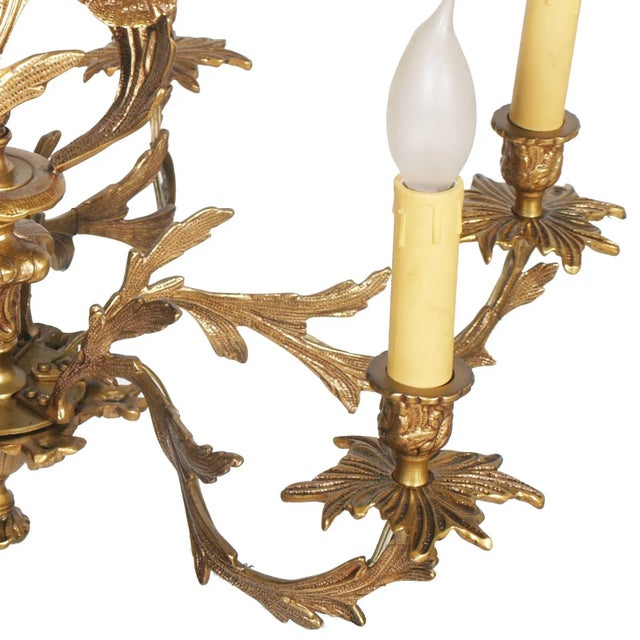 Antique Gilded Bronze 6 Light Chandelier For Sale - Image 12 of 15