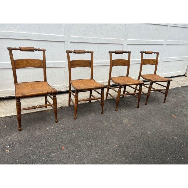 Early 20th Century Set of 4 Antique Rush Seat Side Chairs | Chairish