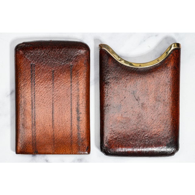 Rare Asprey & Co. 9k Gold Art Deco Antique Leather Cigar Case Tobacciana For Sale - Image 10 of 14