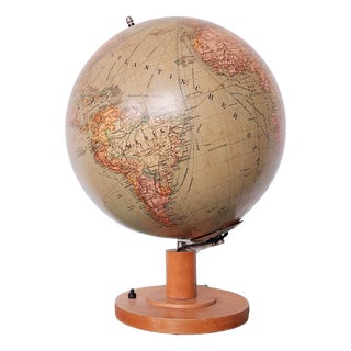 Antique Glass Globe with Compass, 1930s For Sale