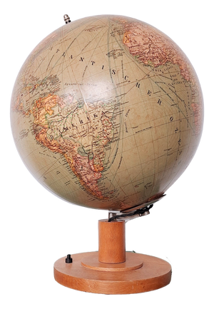 Antique Glass Globe with Compass, 1930s