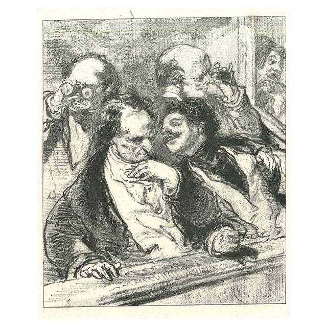Paul Gavarni, The Conversation, Original Lithograph, 1881 For Sale