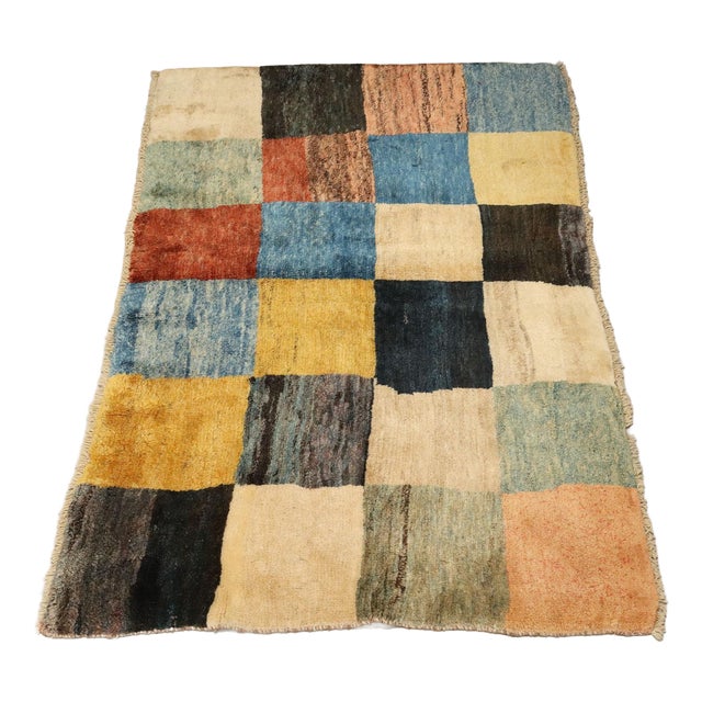 Middle Eastern Checkered Gabbeh Rug For Sale