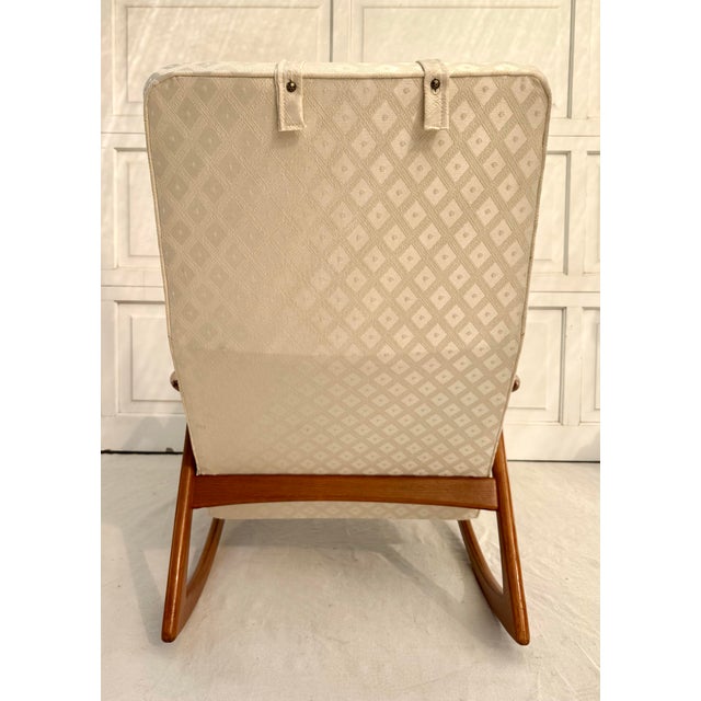 Cream 1960s Bröderna Anderssons Danish Modern Teak Rocking Lounge Chair For Sale - Image 8 of 13