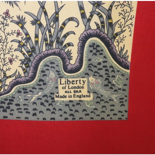 English Late 20th Century Liberty of London Peacock Garden Silk Scarf For Sale - Image 3 of 12