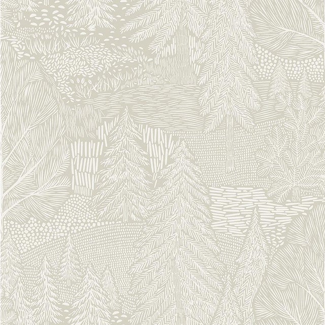 SAMPLE - Boråstapeter Northern Forest Wallpaper In Ivory For Sale