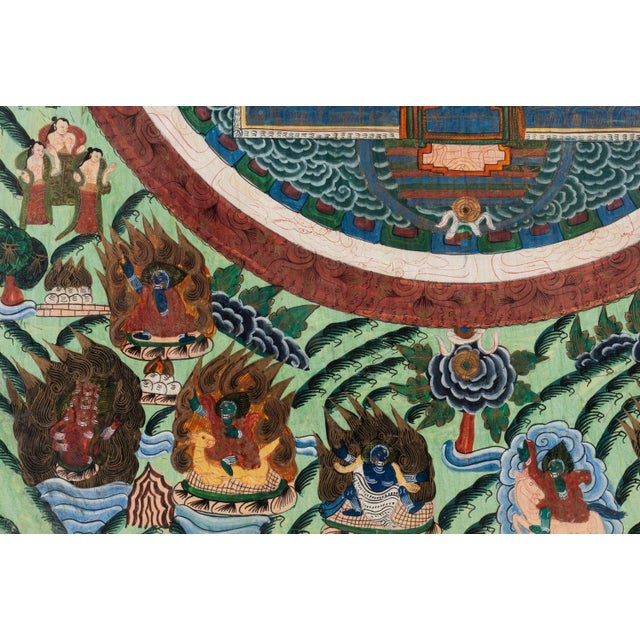 Late 19th Century Tibetan Buddhist Mandala Thangka Painting of the Meditation Buddha, Framed For Sale - Image 4 of 10