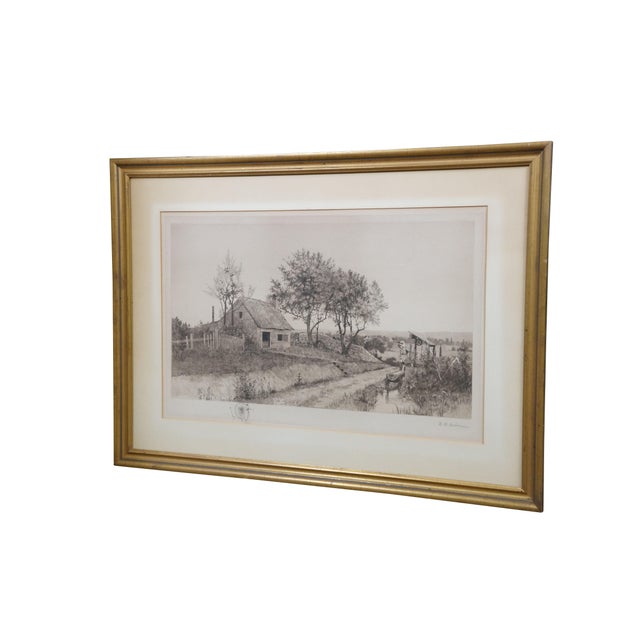 Late 19th century black and white etching titled Dear, Sweet, Spot-Home by John Octavius Anderson. Country landscape...