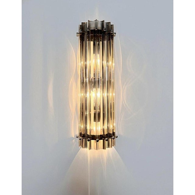 Italian Smoked Murano Glass Wall Sconces in the style of Venini, 1990s, Set of 4 For Sale - Image 4 of 18