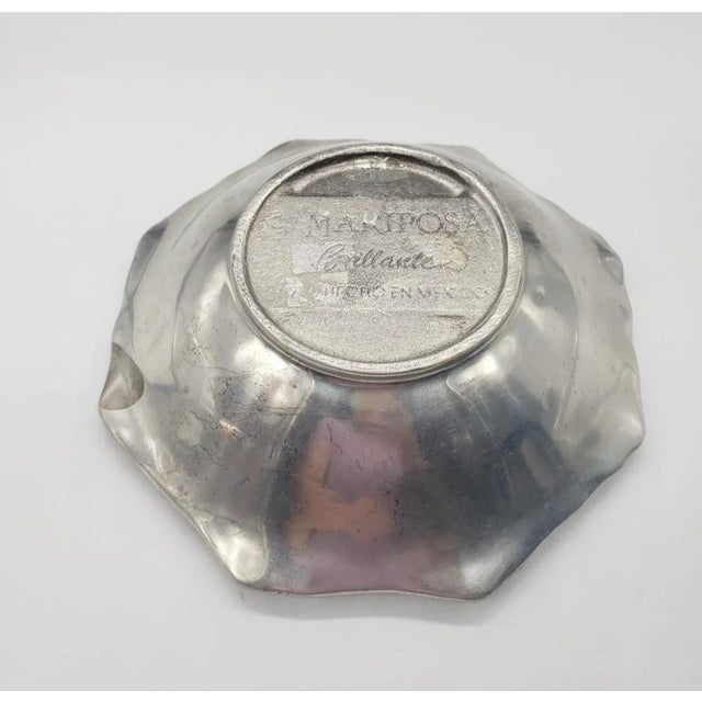 Vintage Mariposa Bamboo Pewter Serving Dish / Bowl For Sale - Image 4 of 5