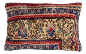 13"x20" Rustic Cushion Cover. Handmade Wool Rug Pillow. Vintage Lumbar Pillow