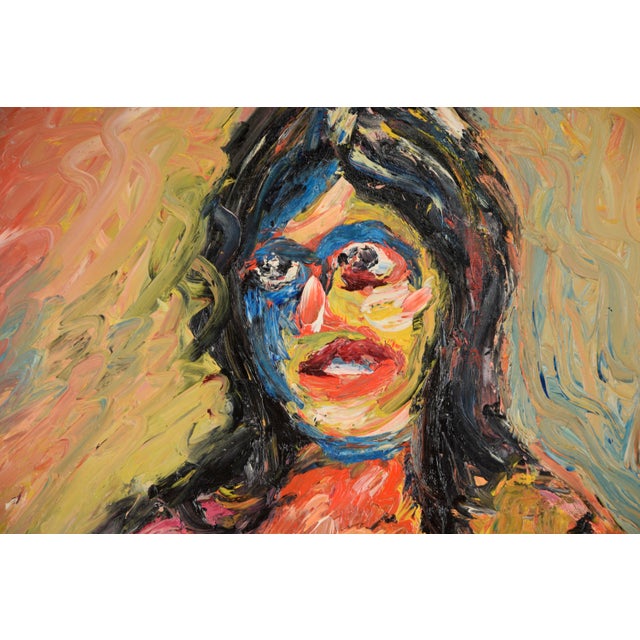1970s Middle of a Read - Original Abstract Expressionist Outsider Art on Canvas by Harald Dry Schmidt For Sale - Image 5 of 8