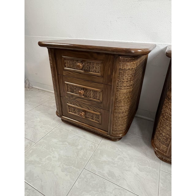 Wood and Rattan Bedside Tables, Italy, 1970s, Set of 2 For Sale - Image 10 of 15