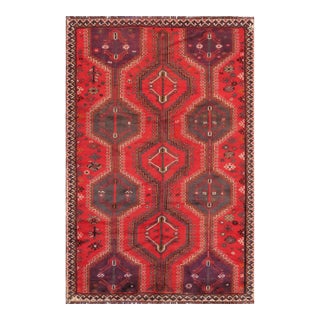 Pasargad Home Vintage Shiraz Red Wool Area Rug, 4'11'' X 7' 7'' For Sale