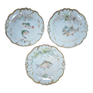 19th Century Limoges Fish Plates - Set of 3