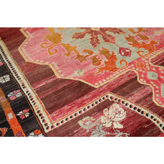 Mid 20th Century Wild Floral Traditional Turkish Rug Dated 1978 - 10'8" x 11'6" For Sale - Image 5 of 6