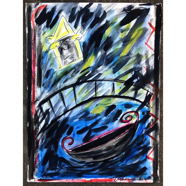 Modern painting in acrylic (several different dilutions) on very heavy paper by Atlanta artist Adrienne Anderson...