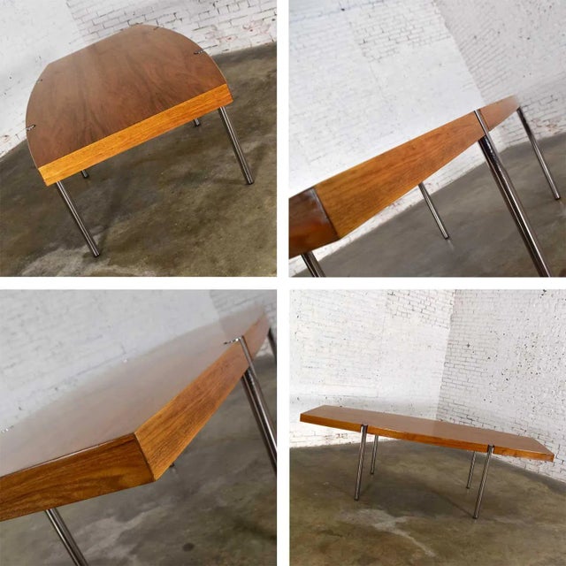 Late 20th Century Modern Dining or Conference Table Walnut and Chrome Boat Shaped by Jens Risom for Howe Furniture For Sale - Image 12 of 13